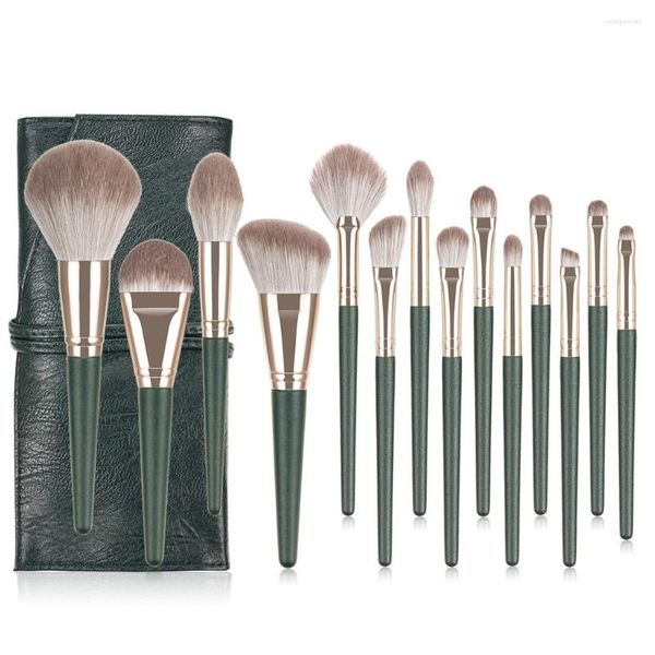 Boîtes De Rangement Professionnel 14 Pcs Pinceaux De Maquillage Ensemble Pour Fond De Teint Cosmétique Poudre Blush Fard À Paupières Kabuki Mélange Brosse Outil De Beauté