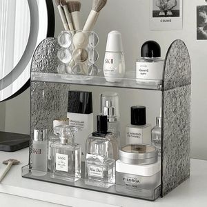 Boîtes de rangement Rack Bureau en acrylique Lumière Luxury Cosmetics Shelf Makeup Lipstick Palette Palette de salle de bain Organisateur de salle de bain