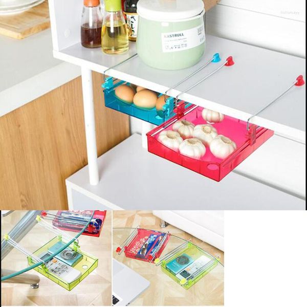 Cajas de almacenamiento Refrigerador Caja colgante Fresco Frigorífico Espaciador Capa Estante Cajón Ordenar Accesorios de cocina Organizador