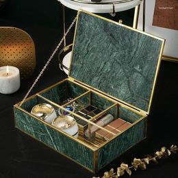 Boîtes de rangement de style rétro en laiton en marbre naturel bijoux de bijoux cosmétique affichage de clames clapiers cadeau exquis pour petite amie
