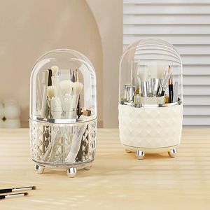 Boîtes de rangement Rotary Makeup Brush Box ménage Cosmetics Cosmetics Organisateur de grande capacité BoxTransparent Prépare-poussière