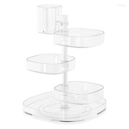 Opbergdozen roteren make-up organizer verstelbare 5-laags transparante bakjes rack fits toner crèmes borstels lippenstiften