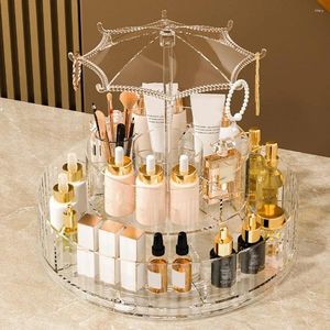 Boîtes de rangement Organisateur de maquillage rotatif de grande capacité Multi compartiments Cosmetic Box Dresseur Countertop