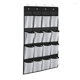 Cajas de almacenamiento Organizador de zapatos sobre la puerta Soporte para colgar colgado con 16 bolsillos Estante Bolsa para ahorrar espacio