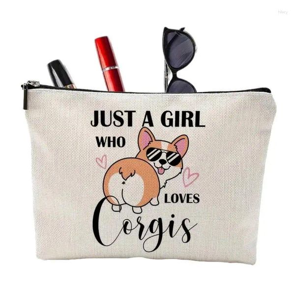 Cajas de almacenamiento Pouch de maquillaje pequeño Organizador multifuncional Funny Anime Pet Dog Moned Purse Girl Cosmetic Travel Bag For Women