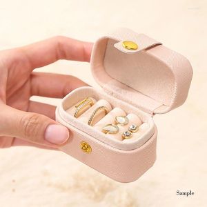 Opbergdozen Snap Flip Pu Sieradendoos Mini Ring Draagbare Display Oorbellen Cadeau