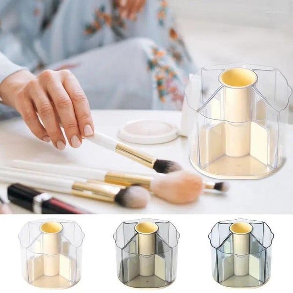 Boîtes de rangement, supports de cosmétiques rotatifs à 360 degrés, organisateur de maquillage, anneaux de bureau transparents, boucles d'oreilles et plateau porte-pinceaux