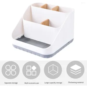 Boîtes de rangement des boîtes épaissies Organisateur de petite taille Boîte de bureau en bois avec 6 compartiments pour la maison à distance