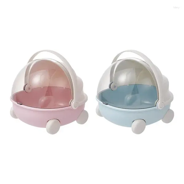 Boîtes de rangement boîte à jouets poignée ronde couvercle anti-poussière capacité bijoux avec serrure forme de chariot créatif organisateur de rouleau