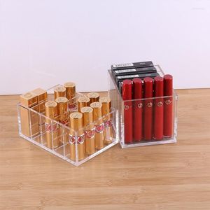 Cajas de almacenamiento Acrílico transparente 5 Lattices Caja de plástico Delineador de ojos Lápiz labial Brillo de labios Organizador Bandeja Cosmético Soporte de exhibición