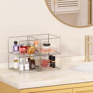 Opbergdozen transparante doos stapelbare cosmetische organizer lade grote capaciteit stabiele make -up badkamer teller dressoir