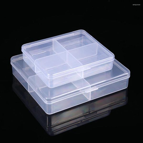 Cajas de almacenamiento Caja de joyería transparente Organizador Caja de plástico Contenedor ajustable para exhibición de pendientes de cuentas