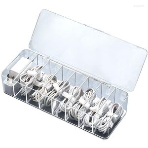 Boîtes de rangement boîte de câble en plastique Transparent conteneur de ligne de données bureau papeterie maquillage organisateur clé bijoux support de bureau