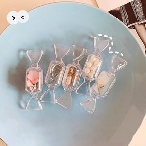 Opbergdozen Transparante plastic sieradencontainer Doos Mini draagbare reizen met cosmetische kast snoepvormige ketting oorbellen
