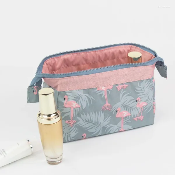 Boîtes de rangement voyage Flamingo multi-fonctionnel mode coton Portable mignon trousse de toilette cadre en acier toile filles maquillage