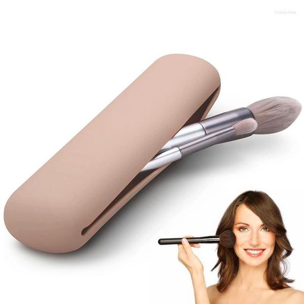 Boîtes de rangement porte-brosse de maquillage de voyage à la mode, matériau en silicone Portable pour se préparer, organisateurs de trousses de cosmétiques de voyage