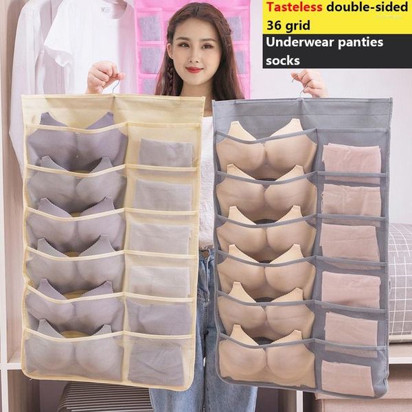 Cajas de almacenamiento Ropa interior Bolsa colgante Colgador de pared Dormitorio Armario Sujetador Calcetines Ropa Caja Estante Organizador