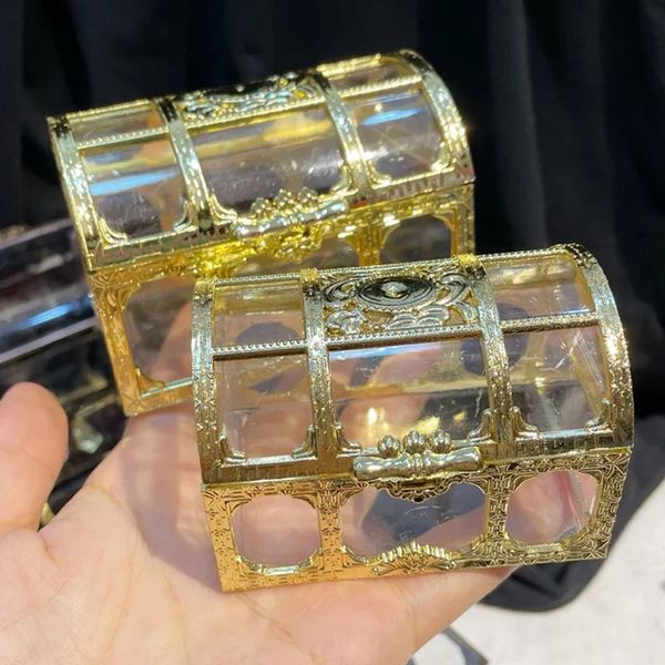 Boîtes de rangement Vintage Transparent Pirate coffre cristal gemme boîte à bijoux boîte de rangement organisateur bibelot souvenir poitrine décoration de la maison 231208