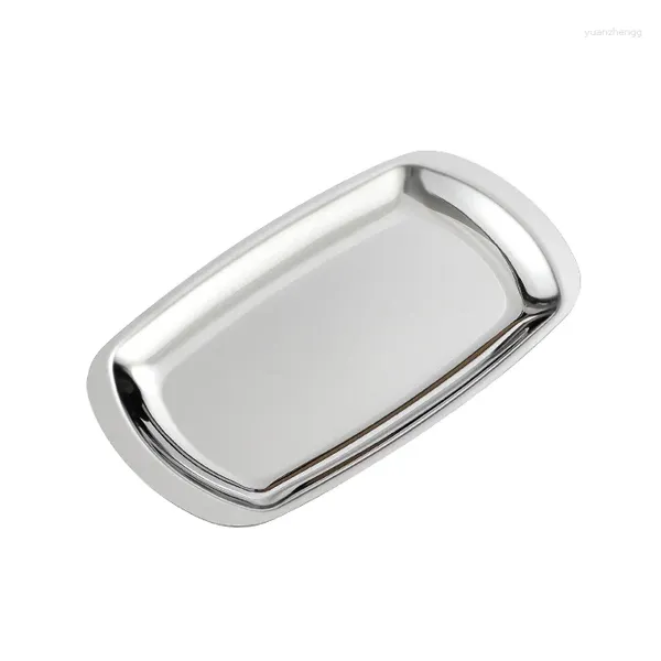 Boîtes de rangement prix de gros en acier inoxydable doré argent carré Barbecue rôti coréen assiette plateau plat