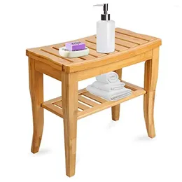 Cajas de almacenamiento de la ducha de bambú de madera Organizador de asiento de asiento de baño al aire libre decoración de baño al aire libre taburete liviano