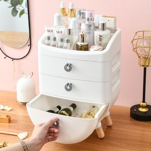 Opbergboxen houten voet bureaublad make -up kast voor badkamerlade type organisator cosmetica cosmetica grote capaciteitkapietafel doos