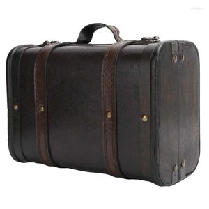 Boîtes De Rangement En Bois Rétro Valise Boîte Studio Décoration Fenêtre Affichage Pographie Accessoires Brun Vintage Bagages Collier Boucle D'oreille Cas