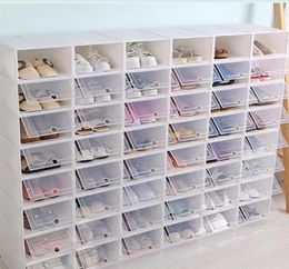 Opslagcase schoen Y1128 6pcs Rack Organizer verdikte doos dozen Doos stapelbare schoenen lade schoen plastic transparante schoenendoos Jllel1636369