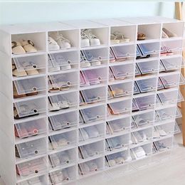 Storage Case Shoe Y1128 6 pièces Rack organisateur boîte épaissie boîtes boîte empilable chaussures tiroir chaussure en plastique Transparent boîte à chaussures jllel5396140