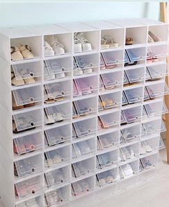 Opslagkastje schoen Y1128 6pcs rek organizer verdikte doos dozen doos stapelbare schoenen lade schoen plastic transparante schoenendoos jllel8271918