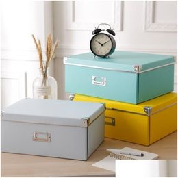 Tiroirs de rangement Mode Maison Papier Boîte De Rangement Couleur Ered Pliable Bureau Bibliothèque Finition Chambre Vêtements Boîte À Chaussures Der Organisateur Dhoik