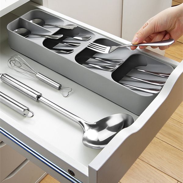 Tiroirs de rangement étagère de cuisine tiroir boîte à couverts plateau cuillère fourchette organisateur porte-couteau séparé 230625