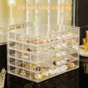 Opberglades Vierkant Doorzichtige Plastic Doos Sieraden Oorbel Organizer 120 72 Slot Verstelbaar voor Kralen 230615