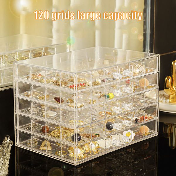 Tiroirs de rangement carré en plastique transparent boîte bijoux boucle d'oreille organisateur 120 72 fente réglable pour perles 230615