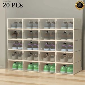 Supports de stockage Racks 20Pcs rangement de chaussures système d'organisateur de chaussures transparent empilable en plastique boîte d'affichage de chaussures de sport boîte de rangement étagère à chaussures Y240319