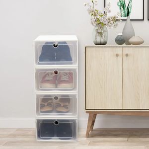 Storage Holders Racks 20 pièces boîte à chaussures transparente organisateurs de chaussures en plastique épaissi pliable boîte de rangement anti-poussière empilable armoire à chaussures combinée 231010