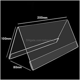 Portaoggetti Scaffali 20X10Cm Grande Acrilico Trasparente Porta etichette da tavolo Porta etichette Porta cartellini Espositori Riunioni Prezzo prodotto Dhmt7