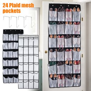 Supports de rangement Racks 24 poches Cintre à chaussures Porte suspendue Organisateur clair Sacs en maille Gain de place Support d'affichage de placard 230906