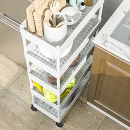 Supports de stockage Racks 3 4 niveaux chariot roulant étagère mobile Gap Rack cuisine salle de bain grande capacité organisateur Snack support cosmétique o231218