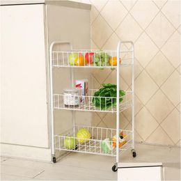 Supports de stockage Racks 3Tier Type de sol Organisation de la maison Jardin Rack à rouleaux en acier au carbone Lz0413 Drop Delivery Housekee Dh0Cw