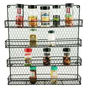 Opslag Houders Rekken 4 Tier Metalen Kruidenrek Muurbevestiging Keuken Kruiden Organizer Pantry Kast Opknoping Kruiden Kruidenpotten Kastdeur Cupb 230809