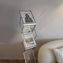 Opslag Houders Rekken Aluminiumlegering Boekenplank Opvouwbaar Rek Tijdschriftenhouder Woonkamer Meubels Diversen Display Stand Kast Boekenkast l230705