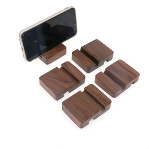 Supports de stockage Racks créatifs en bois massif noir noyer support de téléphone portable support plat bureau simple hêtre base paresseuse en bois Lx3039 Dhiy8