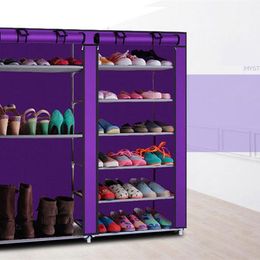 Supports de rangers Racks Double Rows 9 Réparties Cabinet à chaussures de style combinaison violet
