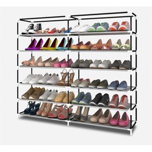 Supports de stockage Racks Anti-poussière double rangée simple multicouche chaussure tissu armoire à chaussures assemblage stockage simple moderne renforcé étagère à chaussures 231007