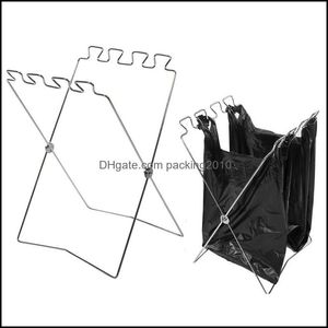 Supports de stockage Racks Organisation de la maison Housekee Jardin Porte-sac à ordures pliant Support de sacs poubelle Poubelle de tri des déchets Portable Pliable Peut