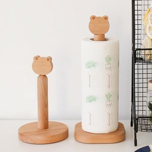 Supports de stockage Racks Style japonais Porte-mouchoirs en bois massif Cuisine Rouleau de papier toilette Support de rangement Tête d'animal de bande dessinée Outil de cuisine en bois de hêtre Grand 230710