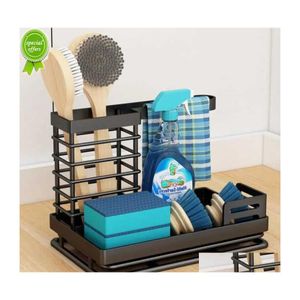 Storage Holders Racks Kitchen Sink Organizer Metal Caddy Sponge Holder Soap Drainer Shelf Drain Rack Dishcloth Hanger Brush Drying Dh7Tc