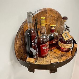 Opslaghouders Rekken Drankfles Display Bourbon Whisky Vat Plank Wandmontage Vintage Ronde Wijnrek Familie Keuken Bar Rek Decoratie 230628