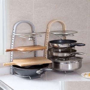 Supports de stockage Racks Liyimeng Organisateur Pot Couvercle Rack En Acier Inoxydable Porte-Cuillère Étagère Plat De Cuisson Pan Er Stand Accessoires De Cuisine Dh8Qc