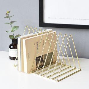 Opslaghouders Rekken Luxe Boekenplank Rek Desktop Metalen Boekblok Kantoorruimtes Tijdschriften Opslaghouder Stand Scandinavisch Decor Gouden Plank 230629